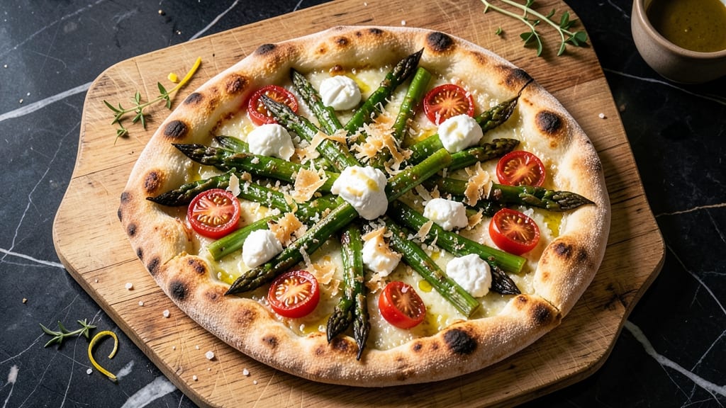Asparagus Flatbread Pizza Recipe: Crispy Crust Topped With Charred Greens