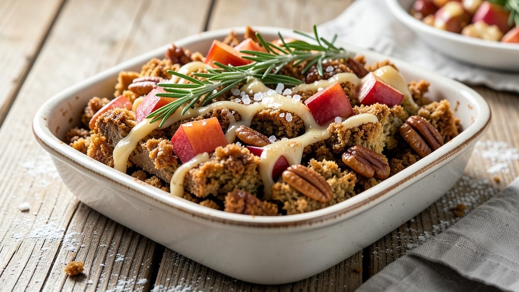 Apple Pecan Cornbread Stuffing Recipe: Buttery Crust With Apple-Pecan Swirls