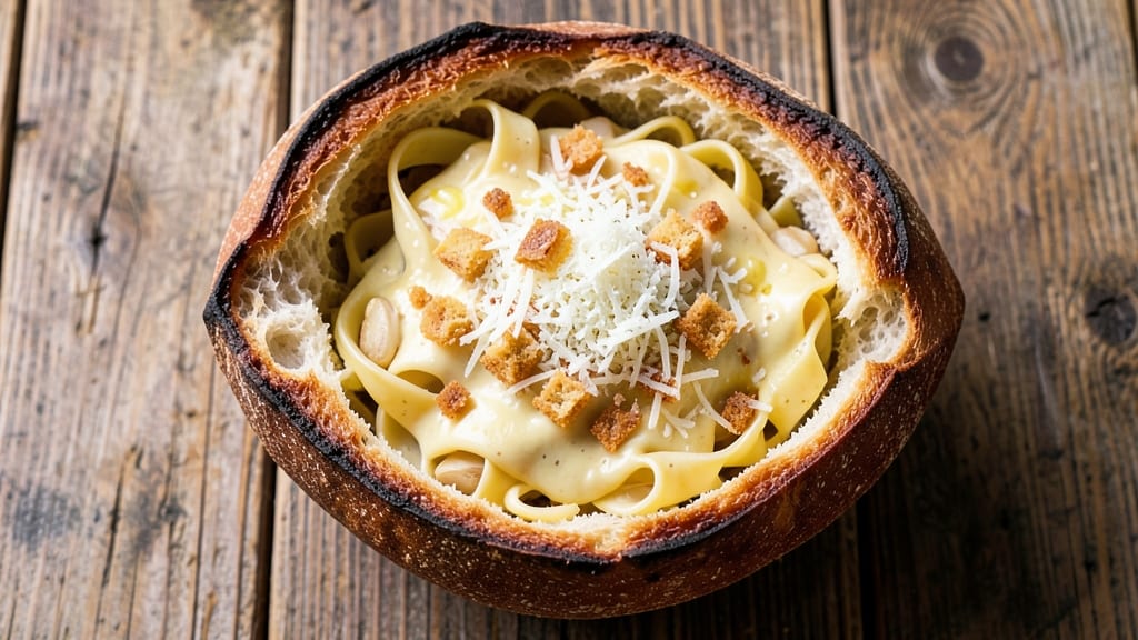 Alfredo Bread Bowl Recipe: Cheesy Pasta-Stuffed Bread Bites